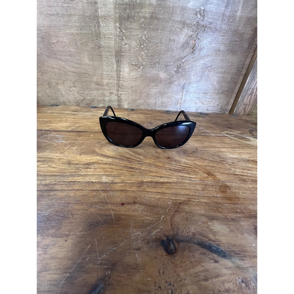 Burberry B 4164 3001/11 Black Cat Eye Sunglasses Check Temple Made in Italy 55mm - Picture 2 of 11